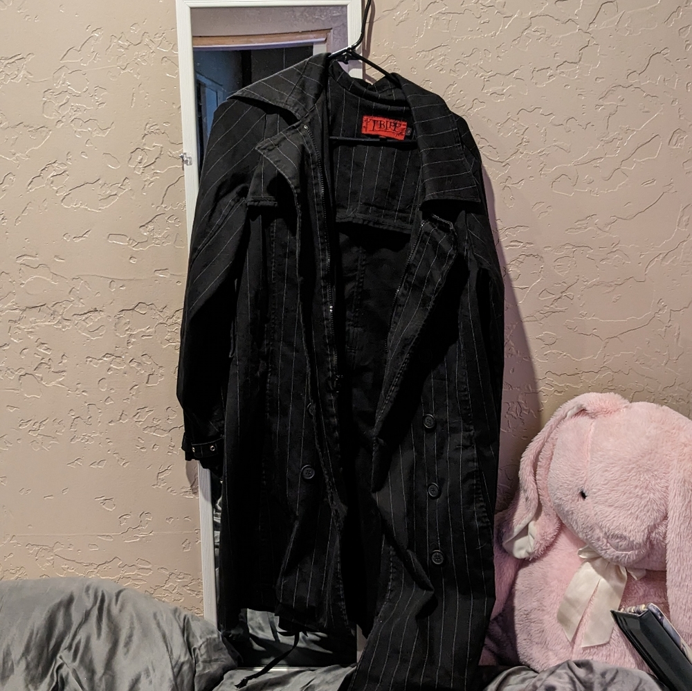 Tripp NYC pinstripe trenchcoat